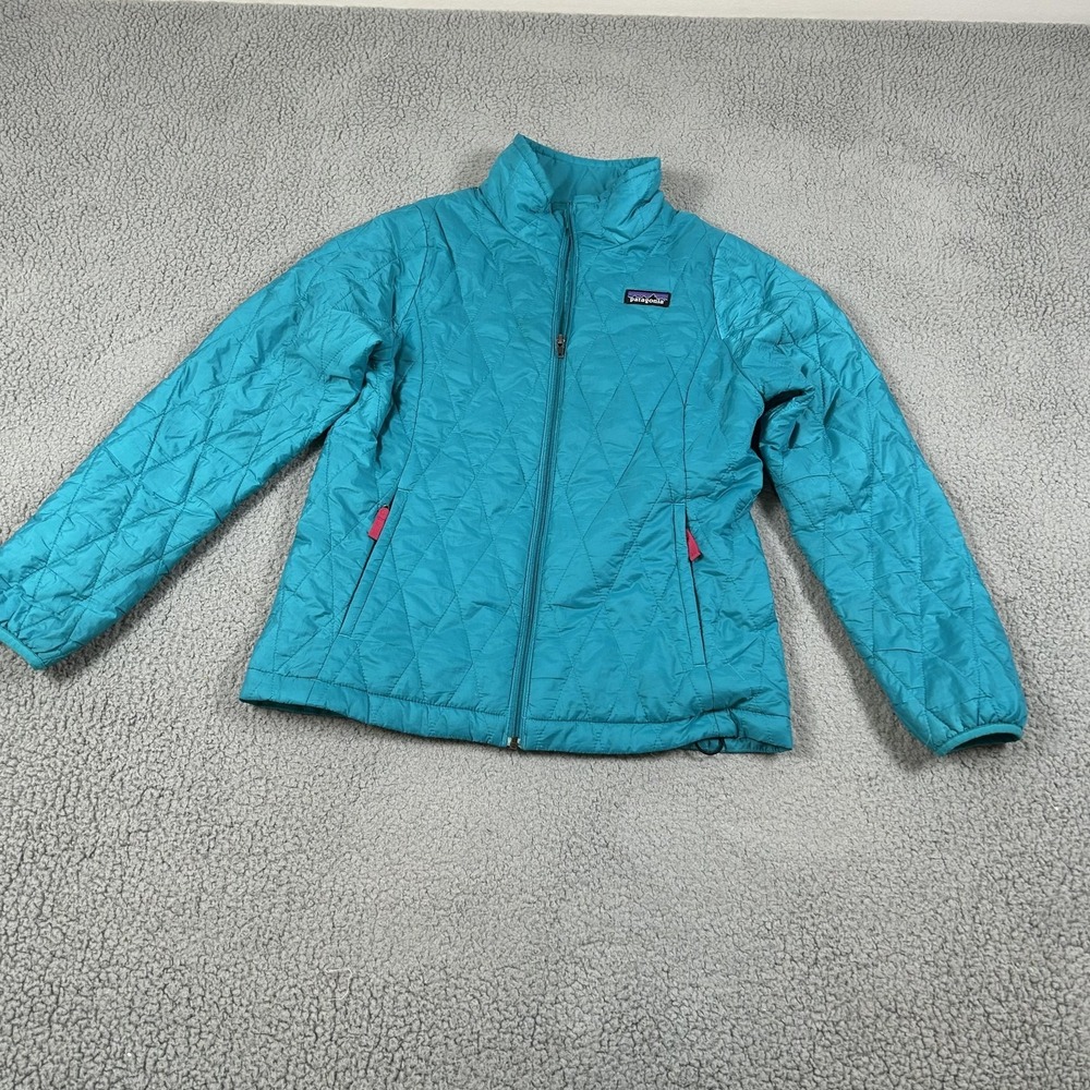 Patagonia‎ Jacket Kids 12 Blue Quilted Insulated Full Zip Winter Coat Hiking